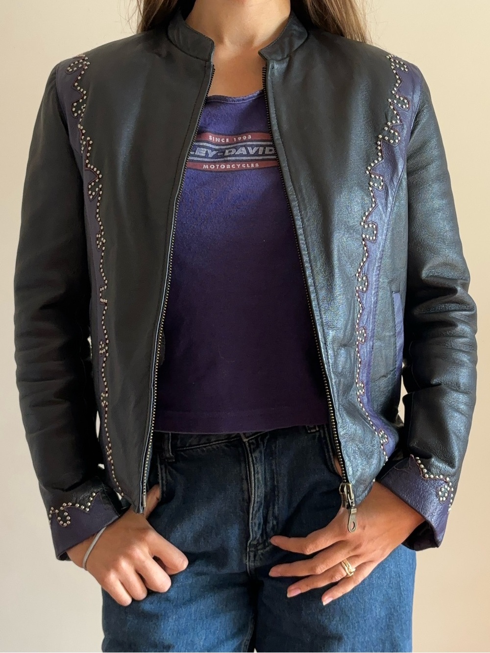 VTG Leather studded jacket